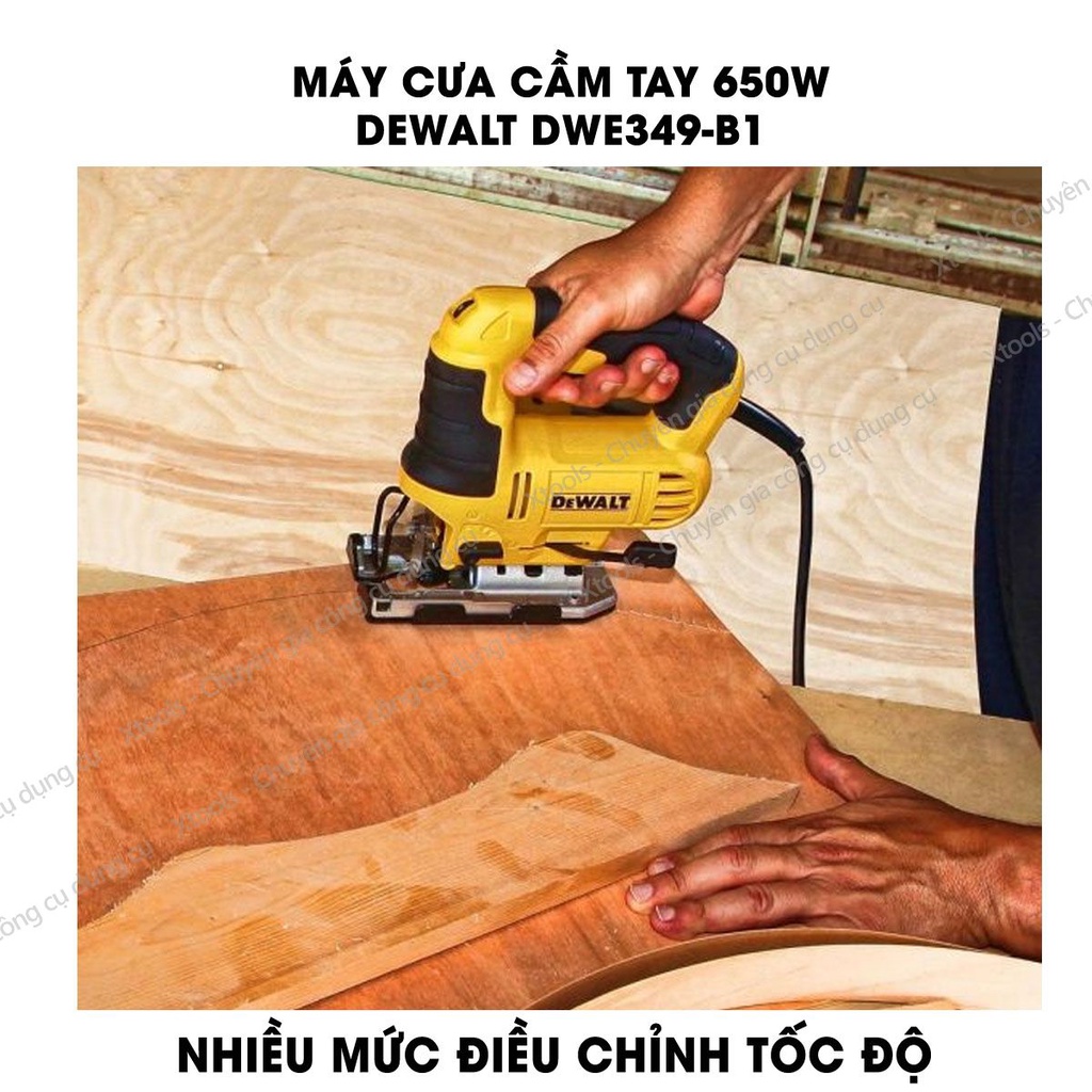Máy cưa lọng cầm tay DeWALT DWE349-B1 650W máy cưa đa năng, cưa gỗ, kim loại, ống nhựa, góc cắt xiên 45 độ