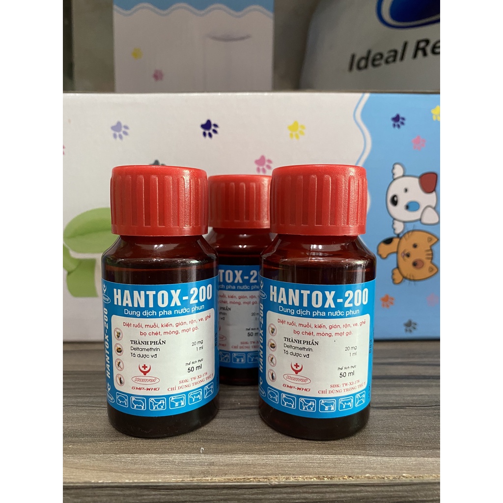 Dung Dịch Hantox-200  Diệt Ve, Ghẻ, Bọ Chét, Kiến, Gián, Ruồi, Muỗi