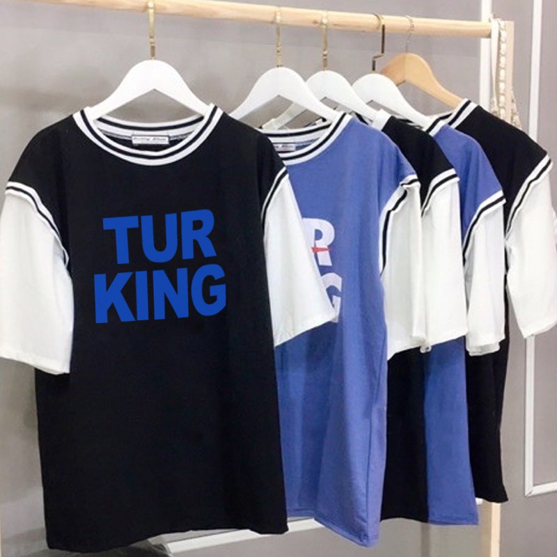 Áo thun tay lỡ nữ thể thao freesize phông form rộng Unisex, mặc lớp, nhóm, cặp in chữ TURKING phối kiểu bóng rổ | BigBuy360 - bigbuy360.vn