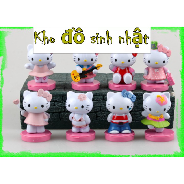 [♥TặngQuà♥] Bộ 8 mô hình mèo Hello kitty - Trang trí bánh kem, trang trí bánh Gato