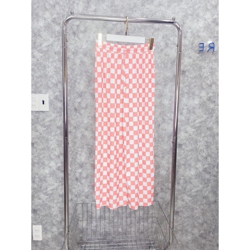 Quần suông caro vải thun gân vải đẹp giá tốt