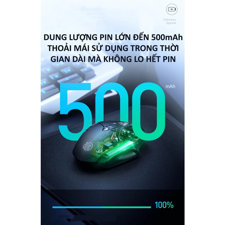 Chuột Không Dây INPHIC PM6 Sử Dụng Pin Sạc Kết Nối USB 2.4G - Bluetooth 5.0 + TẤM LÓT CHUỘT