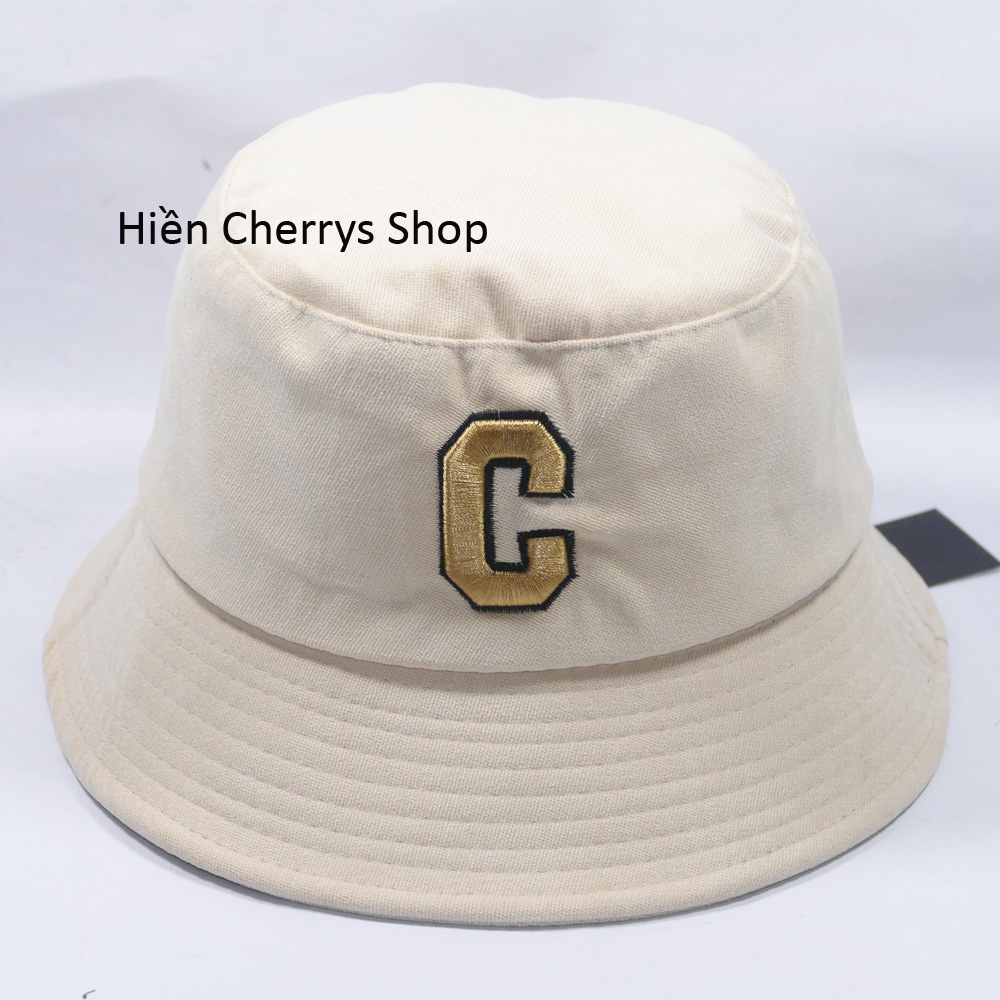 Mũ bucket vành cụp nhung thêu chữ C phong cách ❤ Nón tai bèo nam nữ unisex cao cấp