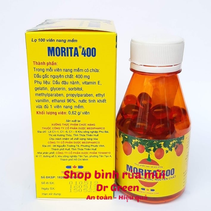 Viên uống dầu gấc Morita nguyên chất sáng mắt đẹp da hộp 100 viên