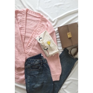 [2HAND] ÁO KHOÁC LEN CARDIGAN KOREA (MÀU HỒNG PASTEL)