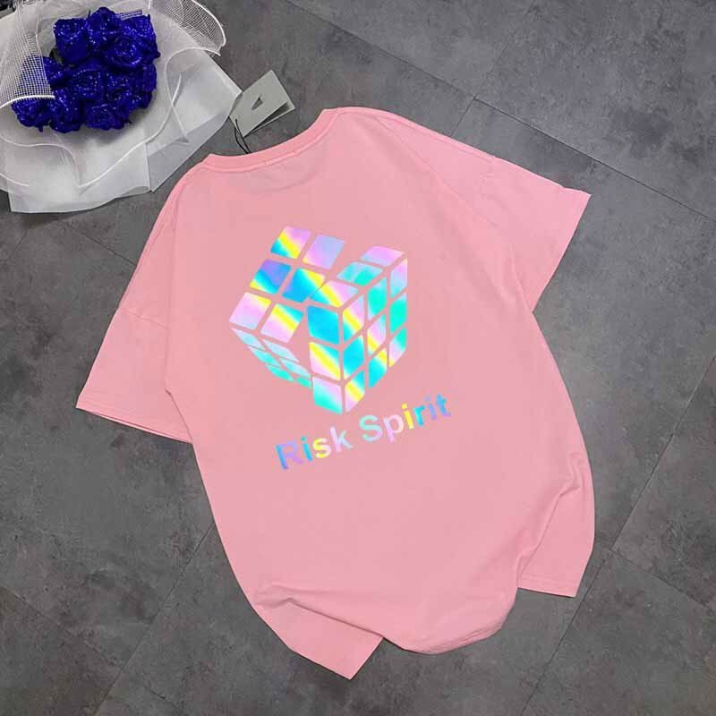 &lt;FREE SHIP&gt; Áo thun nam nữ unisex tay lỡ in phản quang chất thun co giãn 4 chiều (psrubik)