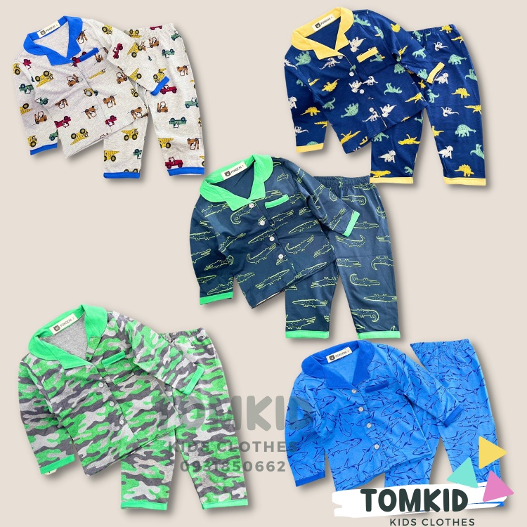Bộ dài tay bé trai pijama đồ ngủ cho bé chất liệu cotton thoáng mềm 9-23Kg