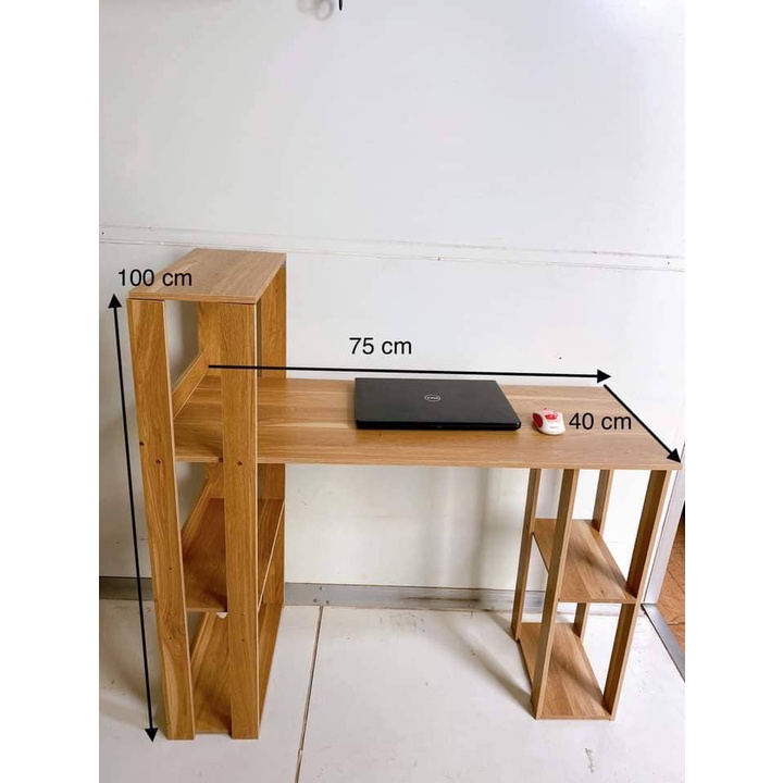 Bàn làm việc chữ L kèm kệ sách thông minh