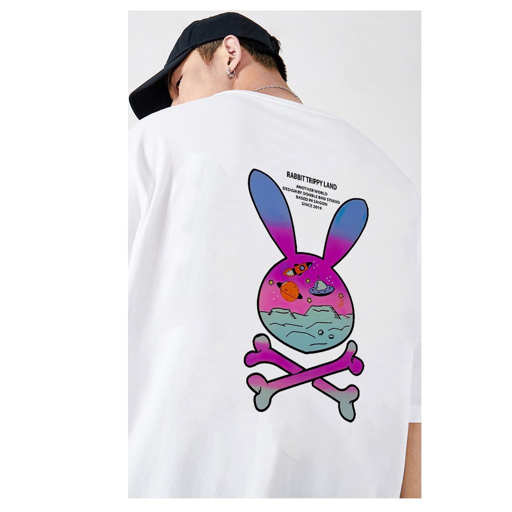 Áo Thun Tay Lỡ In Thỏ Trippy Land Unisex Freesize Dưới 75kg ATIN13 | BigBuy360 - bigbuy360.vn