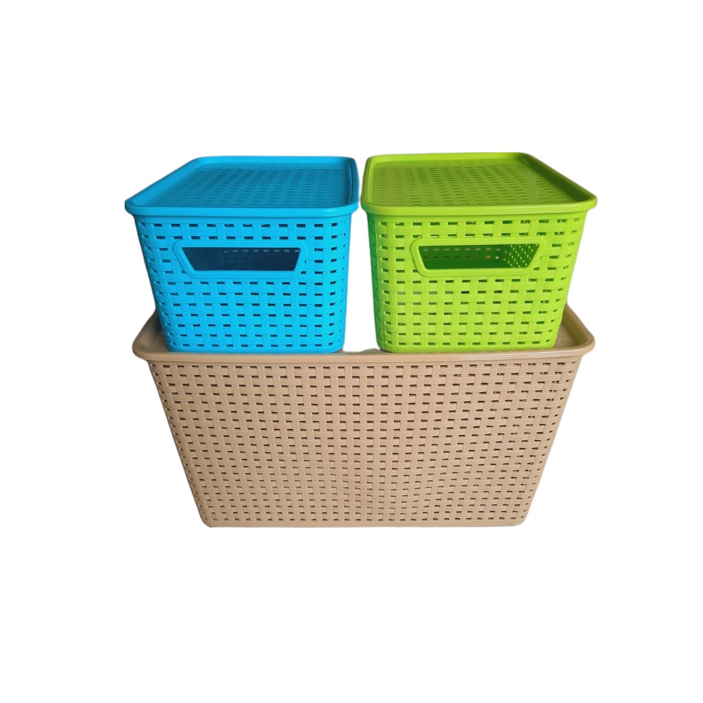 Giỏ nhựa đựng đồ có nắp 3 size Việt Nhật