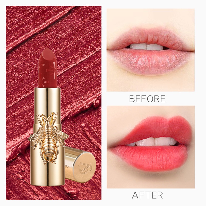 Son môi chống nước chống khô môi lâu trôi  bóng ẩm Son Thỏi Màu Lì Lipstick không dễ phai Son bóng 6 màu 3.8g DS507