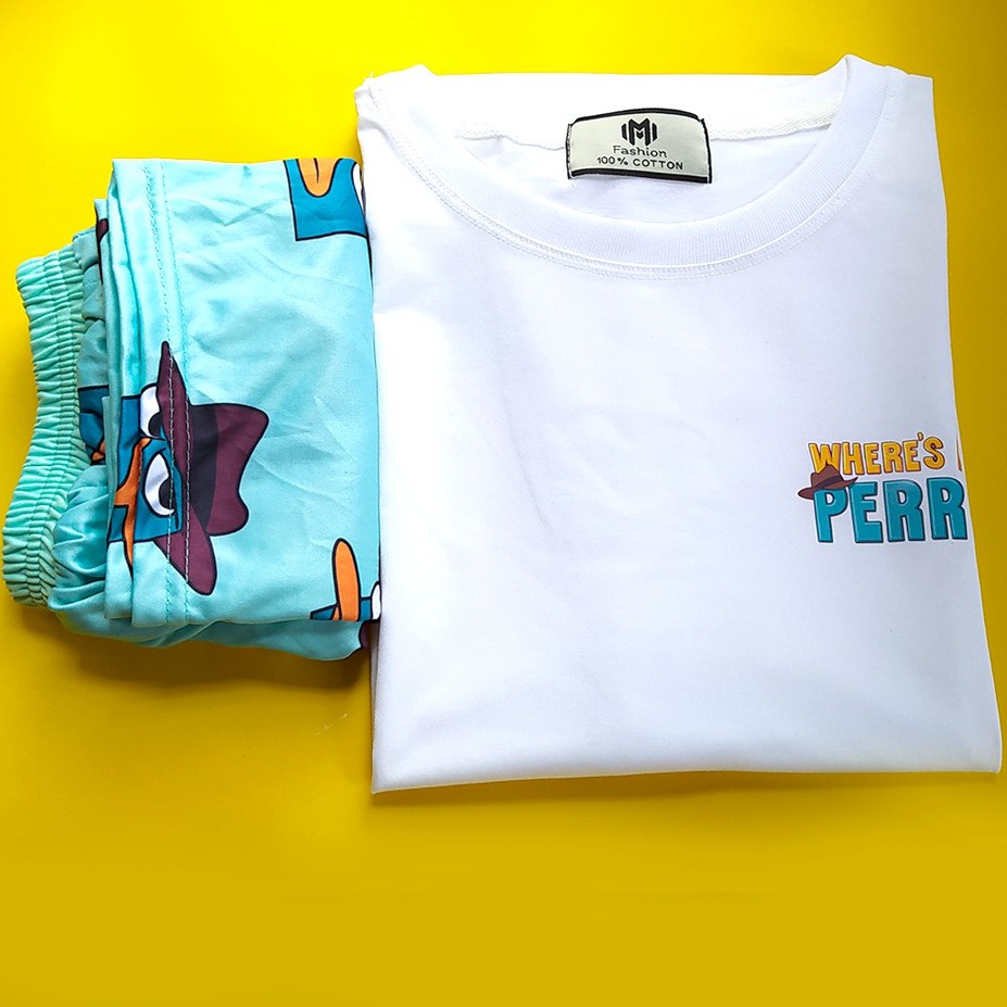 SET BỘ ÁO + QUẦN SHORT THÚ MỎ VỊT PERRY UNISEX KÈM ẢNH THẬT