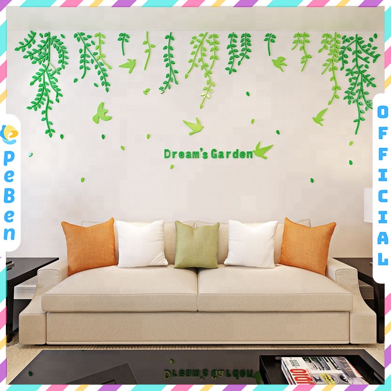 Tranh dán tường mica 3d decor khổ lớn khu vườn trong mơ trang trí phòng khách, phòng ngủ Nhiều Size - EPeBen