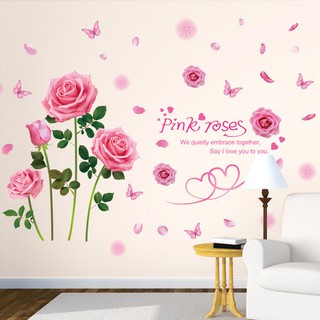decal dán tường hoa hồng
