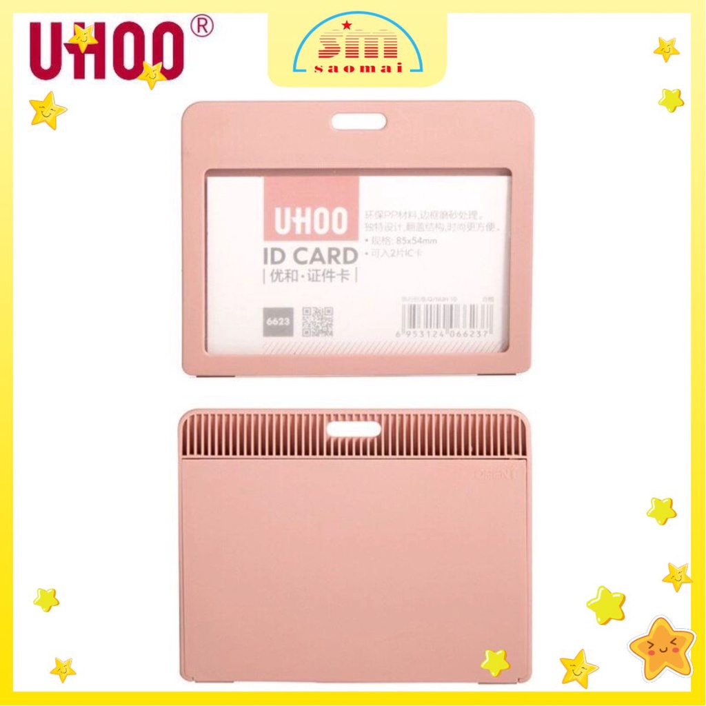 Thẻ đeo bảng tên nhân viên văn phòng nhựa cao cấp một mặt dọc và ngang UHOO 6623 – Văn phòng phẩm Sao Mai