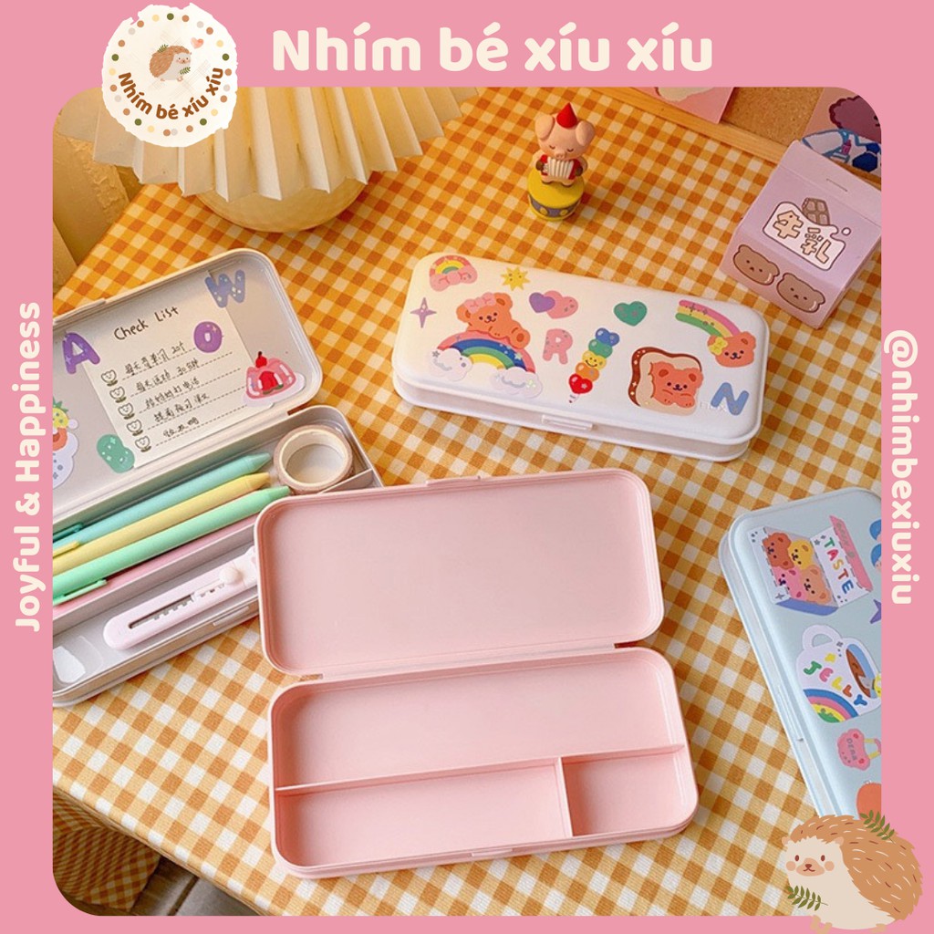 [KÈM STICKER] Hộp bút nhựa trơn màu pastel phong cách Hàn Quốc VT132