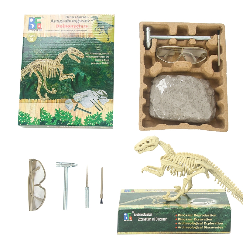 Trẻ em khủng long hóa thạch khai quật khảo cổ học đồ chơi handmade Tự làm đá quý Jurassic T-Rex mô hình lắp ráp bộ xương