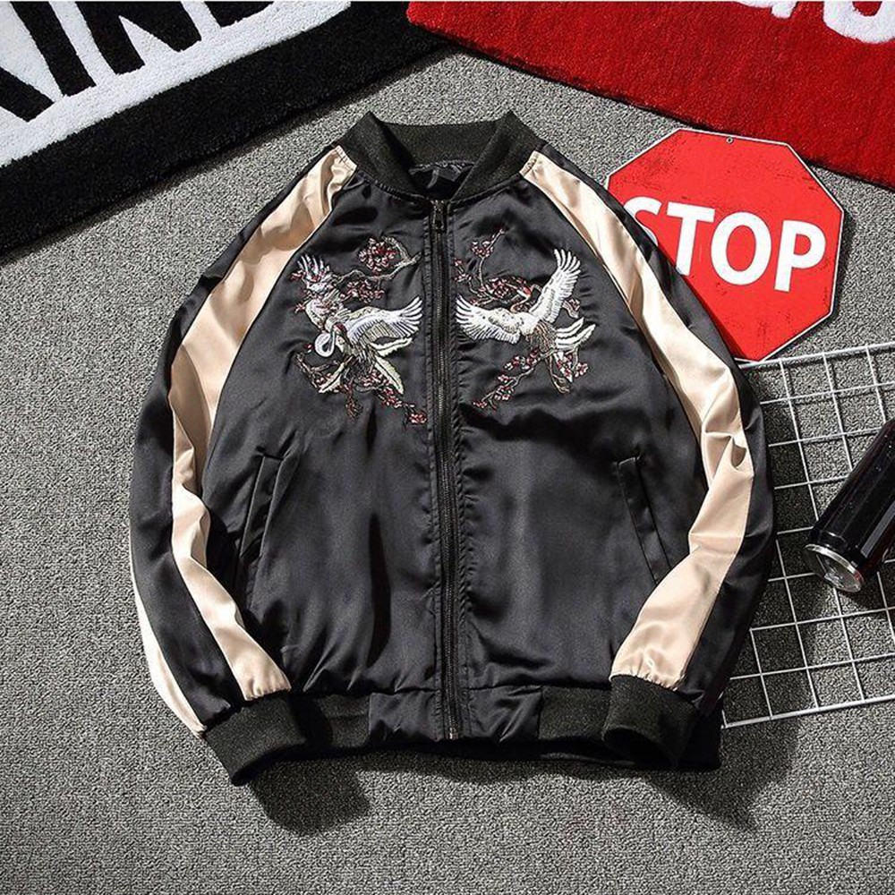 Áo Khoác Nhẹ Bomber Khóa Kéo Phối Hình In Chim Uyên Ương Kiểu Dáng Hàn Quốc AO KHOAC NAM 9000028C | BigBuy360 - bigbuy360.vn