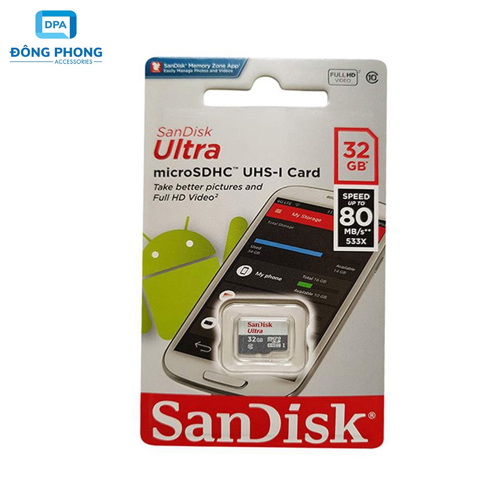 Thẻ Nhớ SanDisk Ultra 32GB 100MB/s MicroSDXC UHS-I A1 Chính Hãng