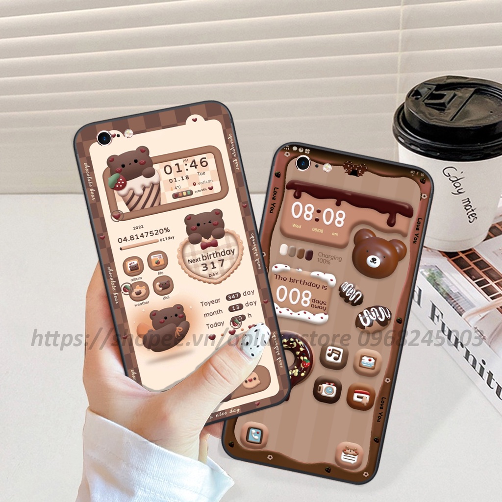 Ốp lưng Iphone 6 / 6S / 6 Plus / 6S Plus in hình 3D gấu cute xinh xắn cạnh viền vuông bảo vệ camera