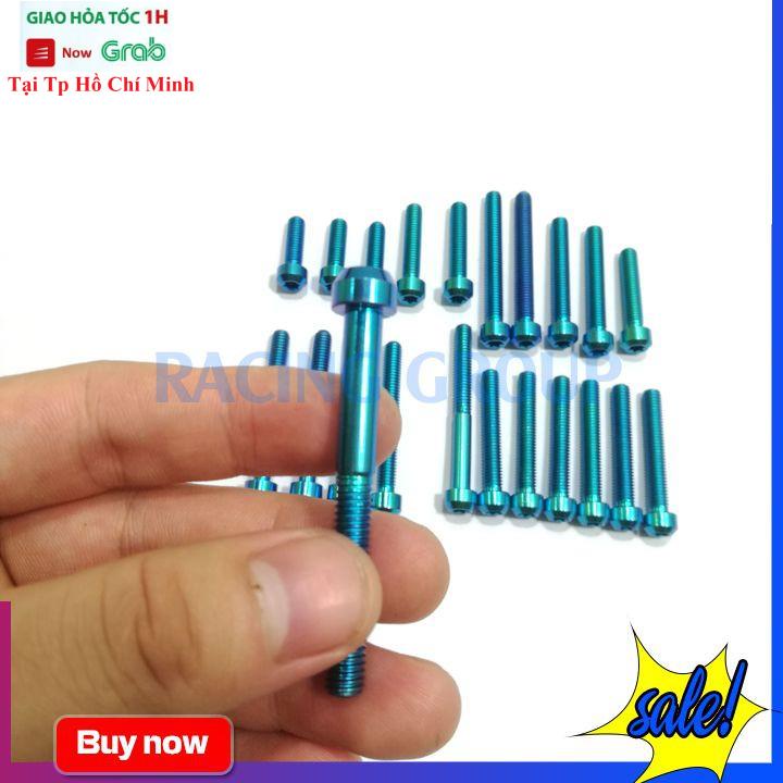 Bộ Ốc Lốc Máy GR5 Gắn Xe Máy Ex135 22 Con Màu Titan và Lục Bảo
