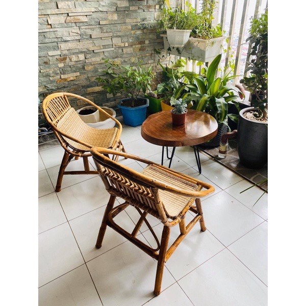 Combo 2: Ghế mây sò tự nhiên, ghế ban công