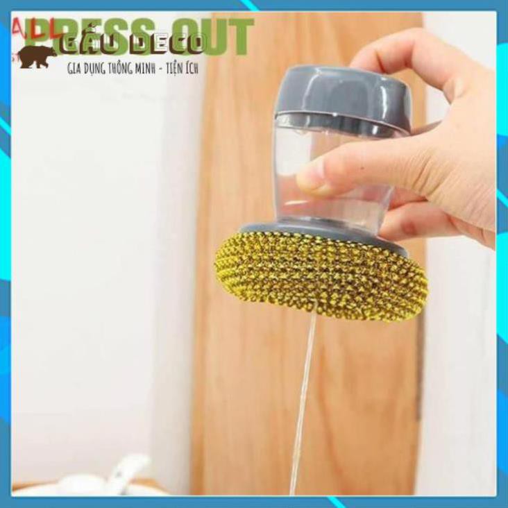 Cọ xoong nồi có bình đựng xà phòng tiện lợi an toàn cho da tay