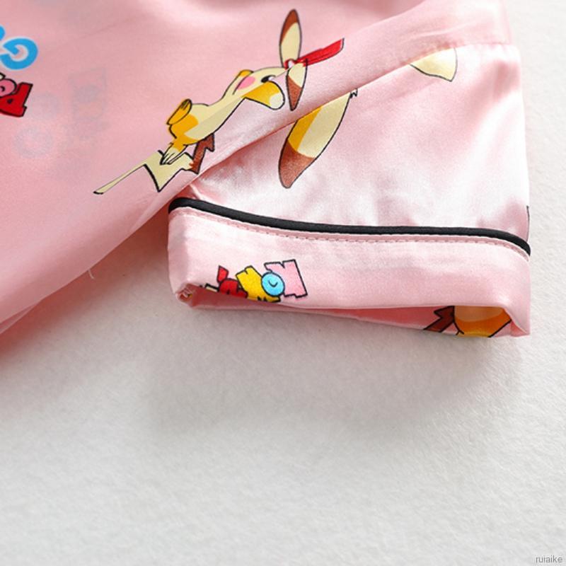 Bộ Pijama Ngắn Tay In Hình Pikachu Dễ Thương Cho Bé Gái