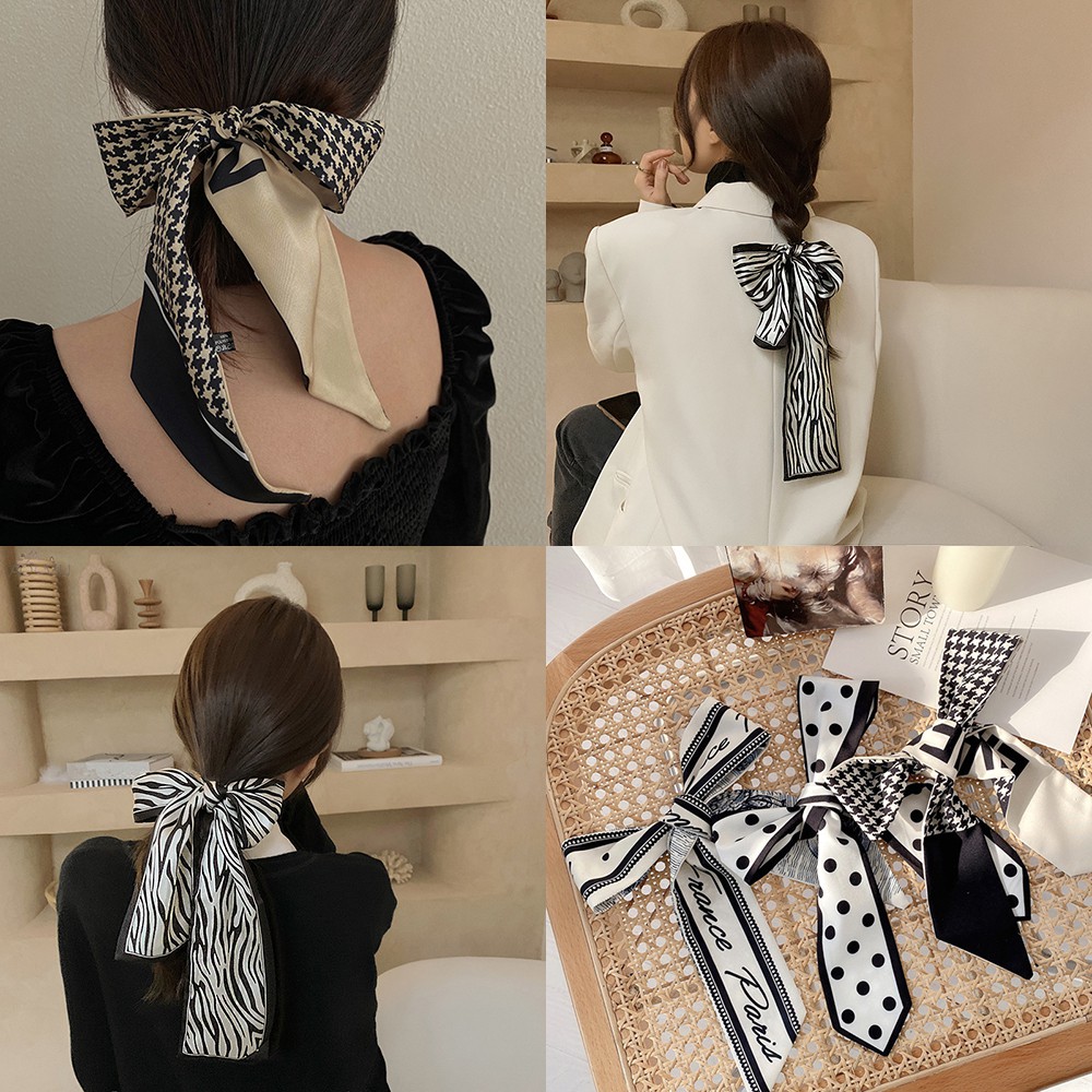 Khăn Lụa Làm Băng Đô Cho Nữ Họa Tiết Đơn Giản Thời Trang Hàn