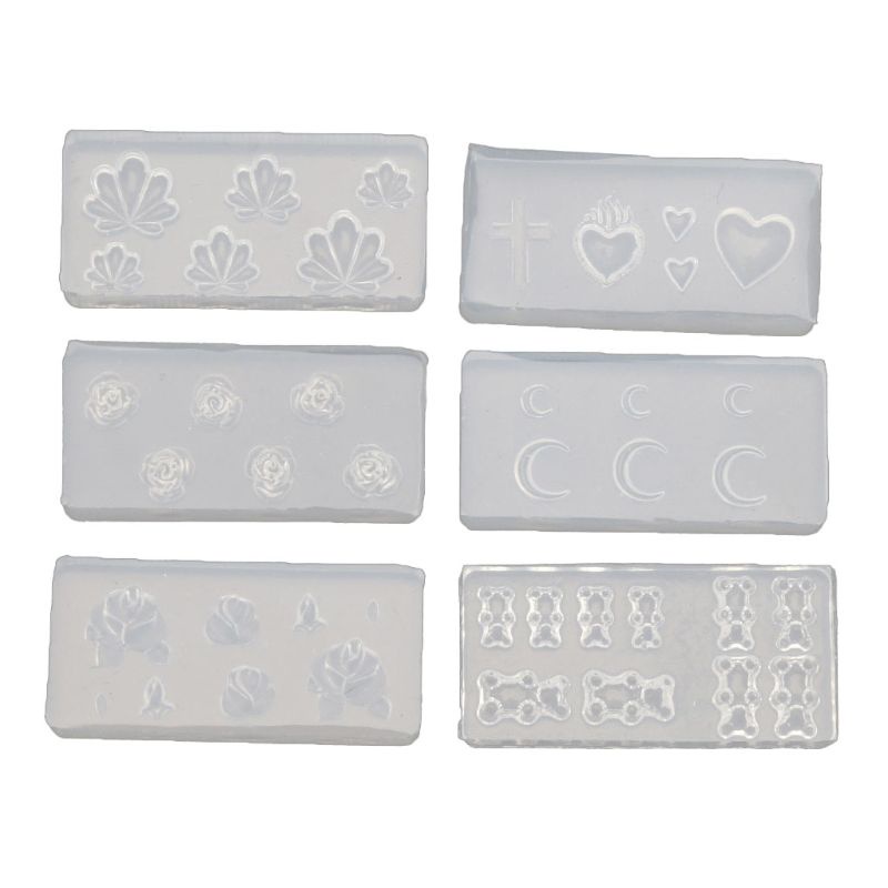 [Hàng mới về] Bộ 6 khuôn Silicon dùng để làm họa tiết trang trí móng tay nghệ thuật