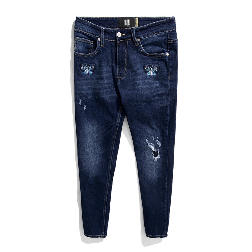 Quần Jean Nam ICON DENIM Dáng Slim-fit Dark Blue W Butterfly Charms