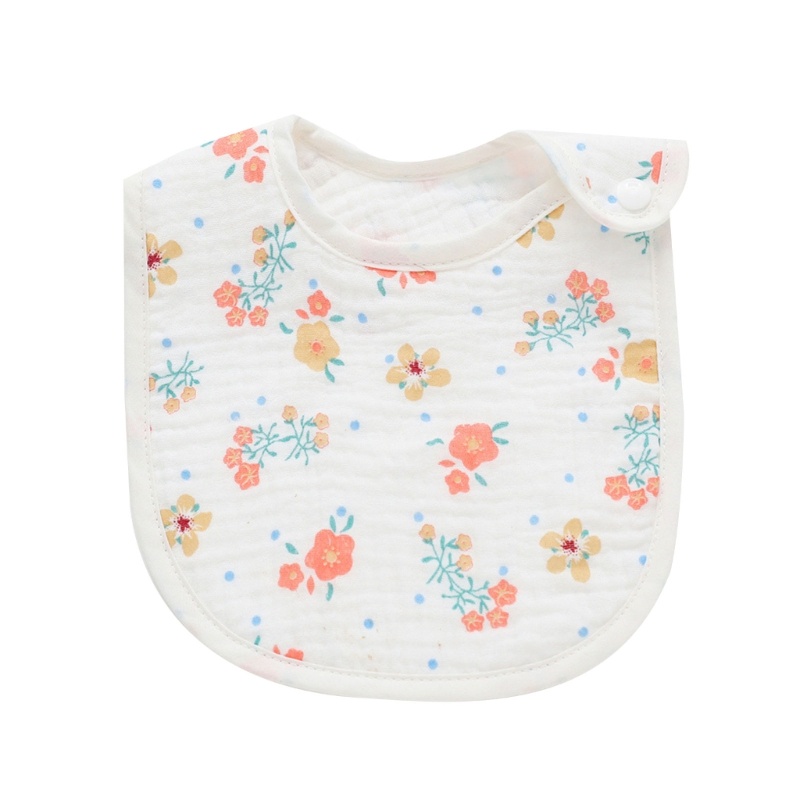 Yếm Ăn Họa Tiết Hoa Có Nút Điều Chỉnh Được Cho Bé