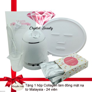 Máy làm mặt nạ kết hợp xông hơi tự động 2in1 - tặng kèm hộp Collagen Malaysia 24 viên trị giá 190k