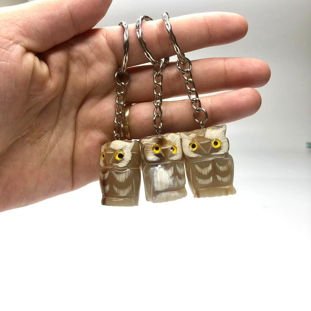Móc Treo Chìa Khóa Bằng Sừng Hình Cú Mèo HAHANCO - OTH012