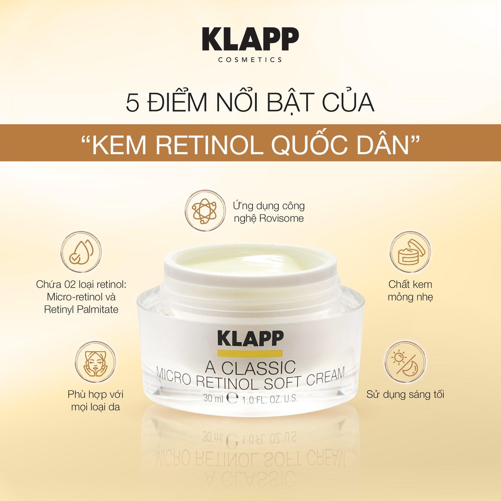 KLAPP Kem Dưỡng Micro Retinol Cho Da Nhạy Cảm KLAPP A Classic Micro Retinol Soft Cream 30ml