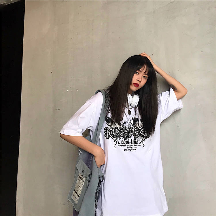 NRVP Áo thun ngắn tay dáng rộng in hoạt hình kiểu Hàn Quốc thời trang mùa hè 2021 cho học sinh