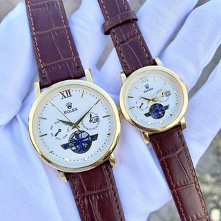 Đồng Hồ Cặp Đôi  Rolex Nam Nữ Dây Da Chống Xước, Chống Nước vô cùng đẹp đẽ sang trọng cho các cặp tình nhân.