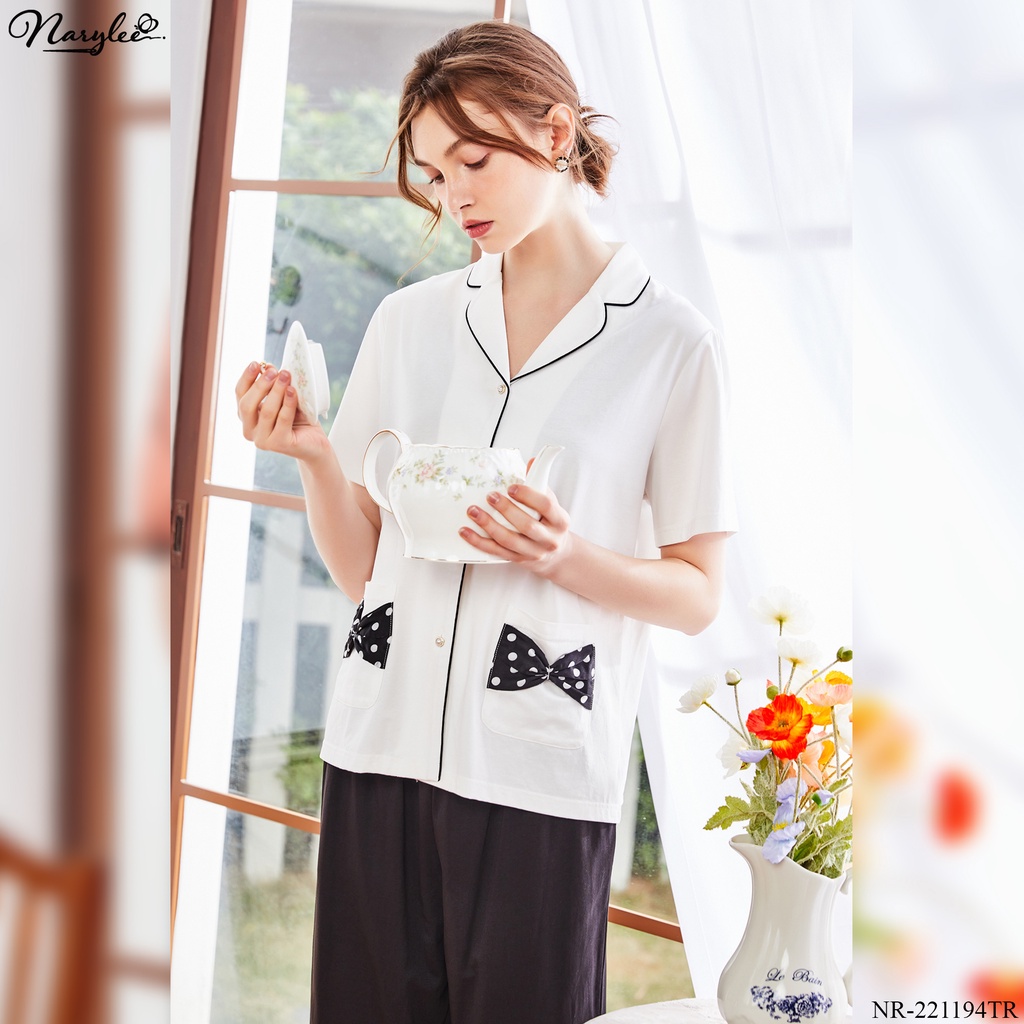 Đồ bộ mặc nhà nữ pyjama áo cộc quần lửng Narylee cotton nhập khẩu mềm mịn chống UV kháng khuẩn mã NR - 221194