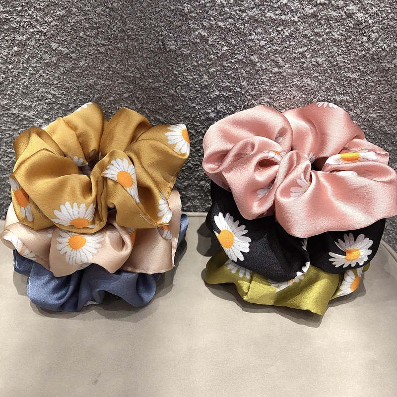 Thời trang Hàn Quốc Satin Daisy Flower Hair Tie Phụ nữ Đàn bà Ponytail