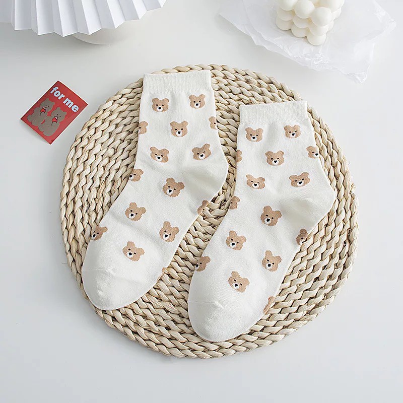[ Phiên bản đặc biệt ] Tất nữ cổ cao họa tiết gấu dễ thương TN91