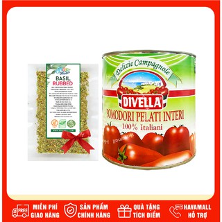 Tặng Lá Basil - Cà Chua Bóc Vỏ Nguyên Trái Divella 2500gr