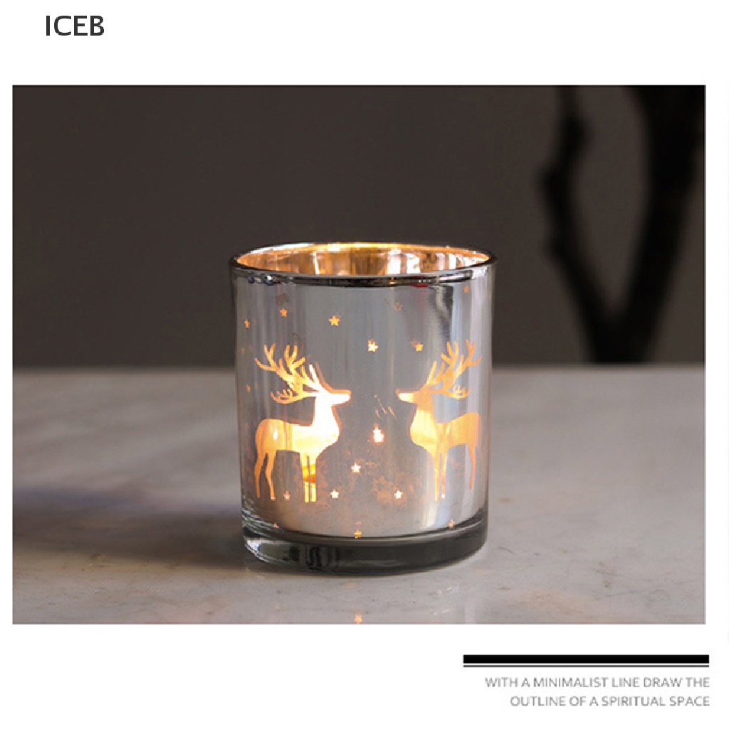 Ic Hũ Thủy Tinh Rỗng Đựng Hương Thơm Thủ Công Họa Tiết Tuần Lộc Giáng Sinh Màu Bạc Trang Trí Nội Thất