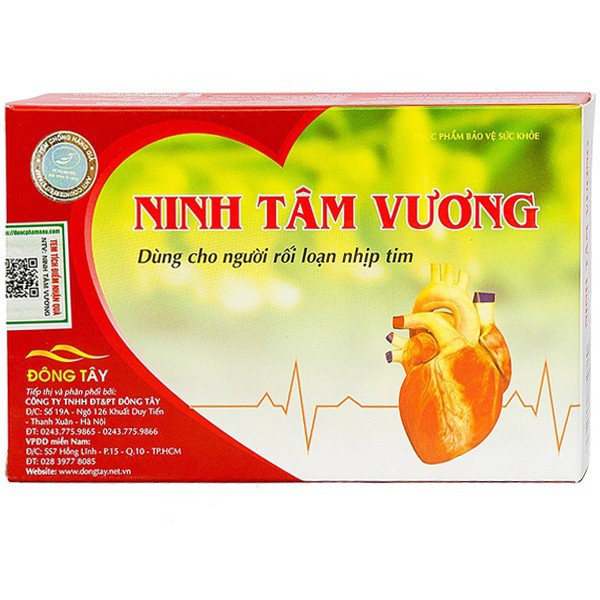 NINH TÂM VƯƠNG - Ổn định thần kinh tim, giảm kích thích cơ tim · Tăng cường máu tuần hoàn, tiêu huyết khối ngăn xơ vữa