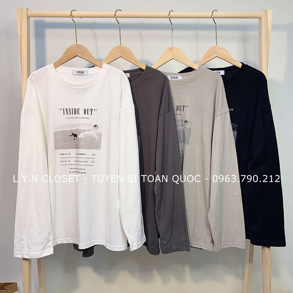 Áo thun 3158 dài tay INSIDE OUT dáng unisex form oversize hàng Quảng Châu Lyn Closet A115L