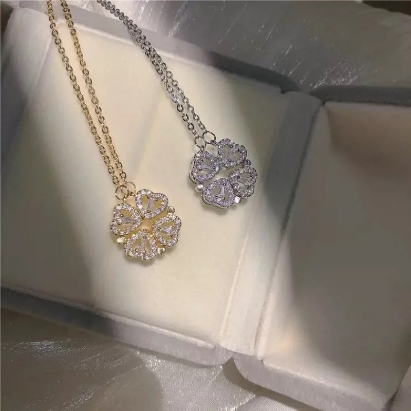 Dây chuyền tim cỏ 4 lá đeo 2 kiểu