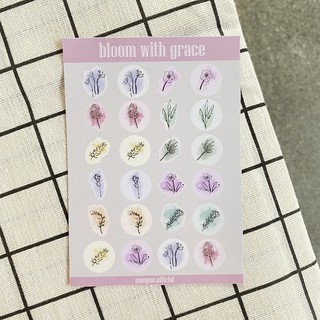 Sticker tròn trang trí nhật ký Bullet Journal/ Planner: Bloom With Grace