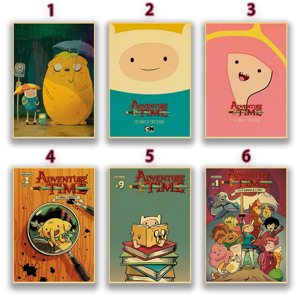 Poster Phim Hoạt Hình Adventure Time with Finn and Jake Cổ Điển Treo Tường Trang Trí Phòng Khách / Ăn Uống