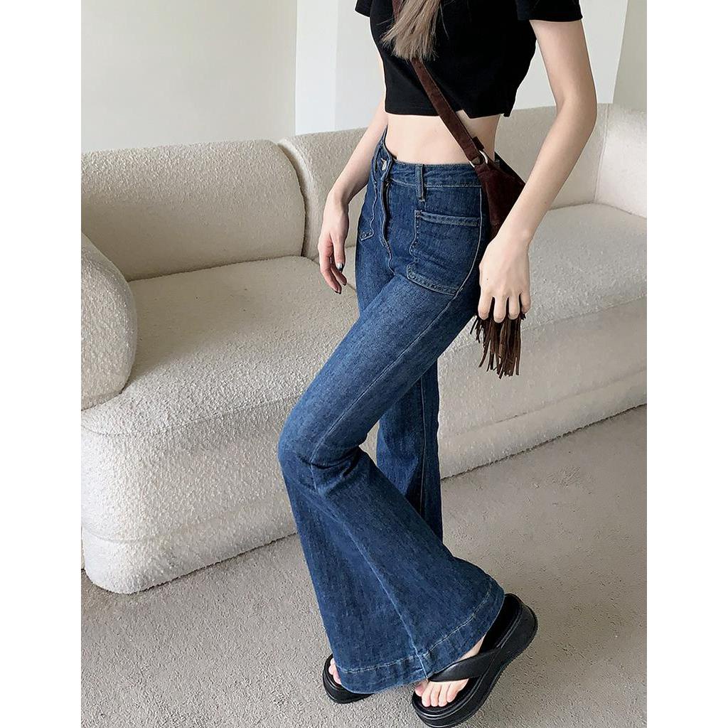 Quần Jean Ống Loe Lưng Cao Co Dãn Tốt 53932