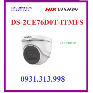 Camera dome hd-tvi 2.0 megapixel hikvision ds-2ce76d0t-itmfs