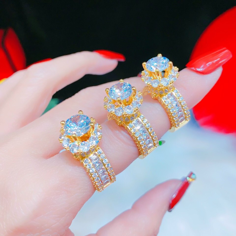 Nhẫn Nữ Đính Đá Cao Giống Kim Cương thật 99% Vàng - HN131210 - Trang Sức Nữ GiVishop - Chất Liệu Lõi Bạc, Bên Ngoài Mạ 3